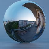 HDRI – Höghusbalkong (sommar, skymning) – spegeldank utan horisont (EV 5.60; Filmic Blender)