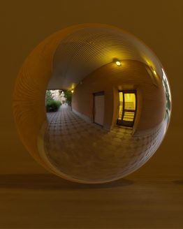 HDRI – Postmodern passage (sommar, solnedgång) – spegeldank utan horisont (EV 3.75; Filmic Blender)