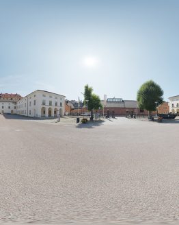 HDRI – Artillerigården (sensommar, middag) – förhandsgranskning av ekvirektangulär projektion (EV 11.65; Filmic Blender)