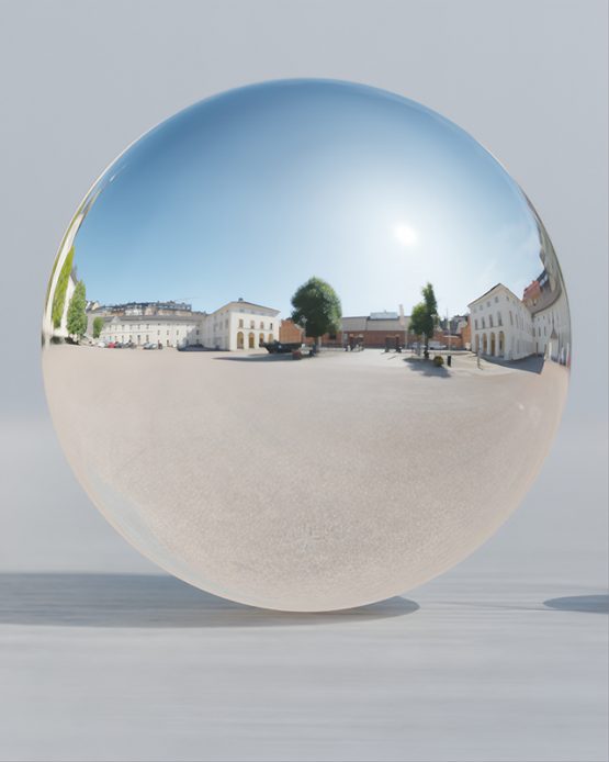 HDRI – Artillerigården (sensommar, middag) – spegeldank utan horisont (EV 11.65; Filmic Blender)