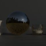 HDRI – Fullmåne över fält (vår, midnatt) – stilleben utan horisont (EV -1.50; Filmic Blender)