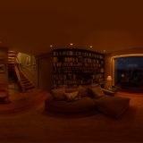 HDRI – Modernt vardagsrum (sommar, sen kväll) – förhandsgranskning (EV 4.50; Filmic Blender)
