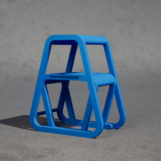 Lilla Sigma – blå trappstege i modern design – ifällt läge