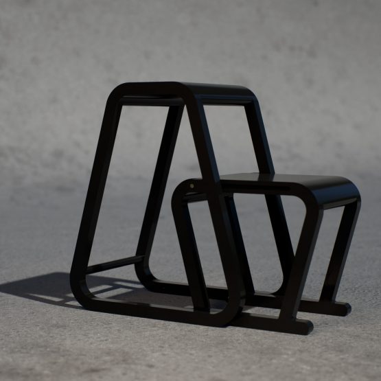 Lilla Sigma – svart trappstege i modern design – utfällt läge